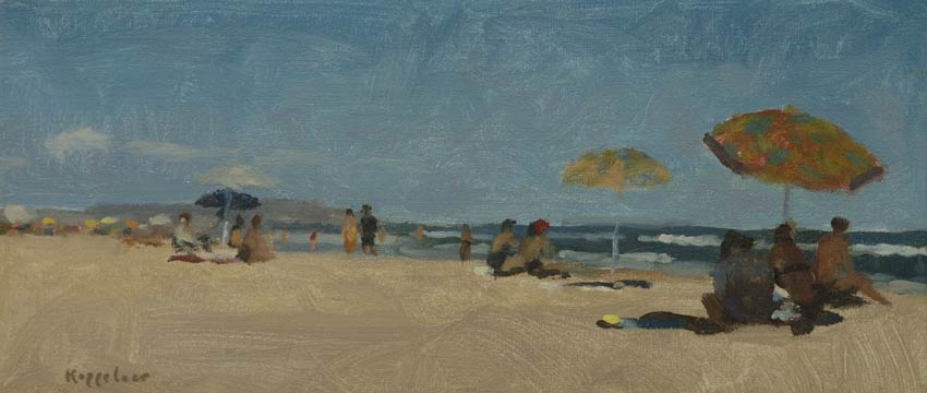 landschap: 'Argels Plage -2-' olieverf op linnen door kunstschilder Frans Koppelaar.