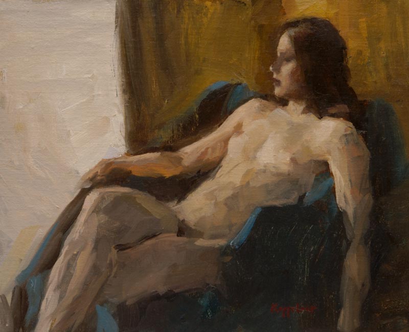 art work: 'Seated nude' oil on canvas marouflé by Dutch painter Frans Koppelaar.