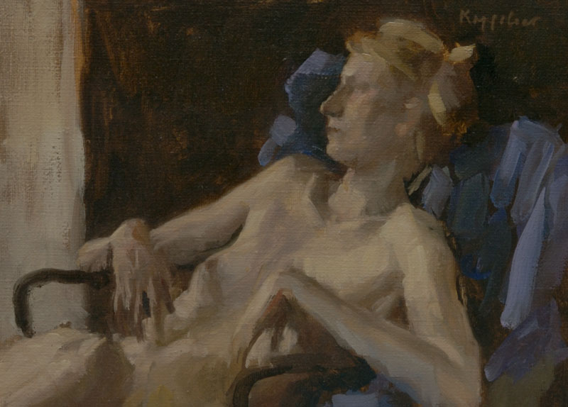 art work: 'Seated nude' oil on canvas by Dutch painter Frans Koppelaar.