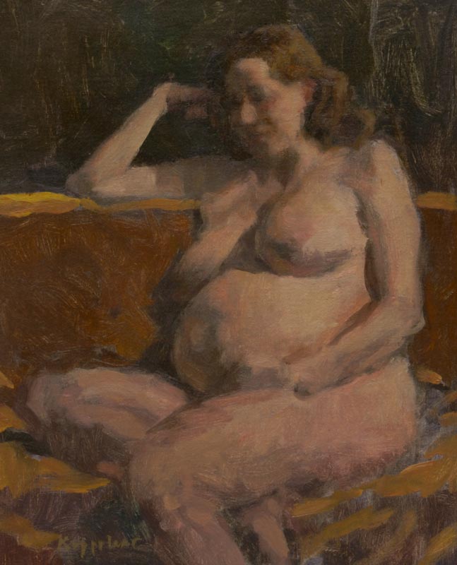 art work: 'Pregnant Woman' oil on canvas marouflé by Dutch painter Frans Koppelaar.