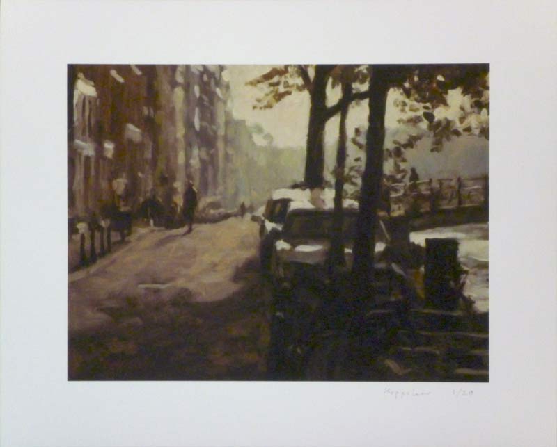 drawing: 'Hazy Backlight at 'Singel'' giclée print by Dutch painter Frans Koppelaar.