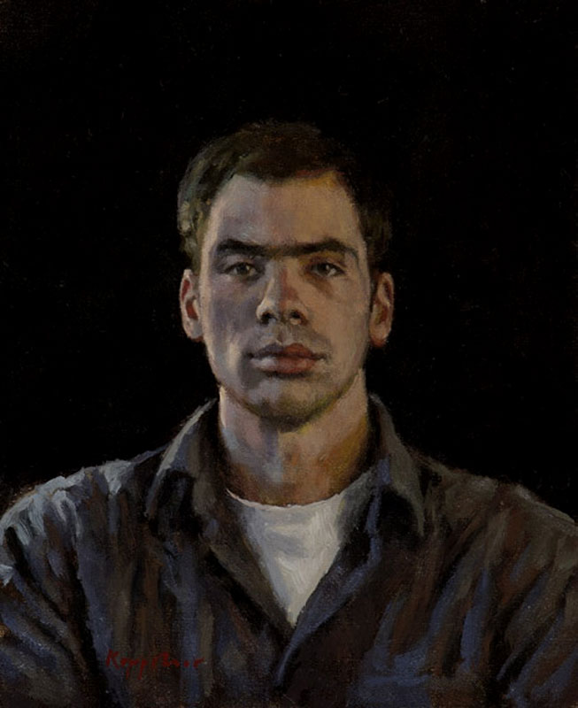 portret: 'Hubert' olieverf op linnen maroufl&eacute;e door kunstschilder Frans Koppelaar.
