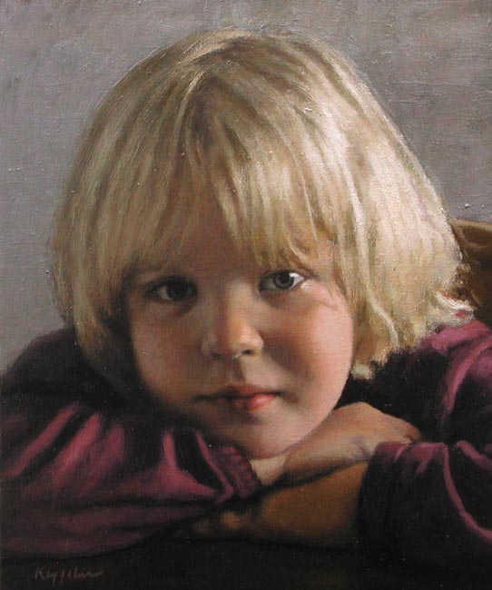 portrait: 'Marchje' oil on canvas by Dutch painter Frans Koppelaar.