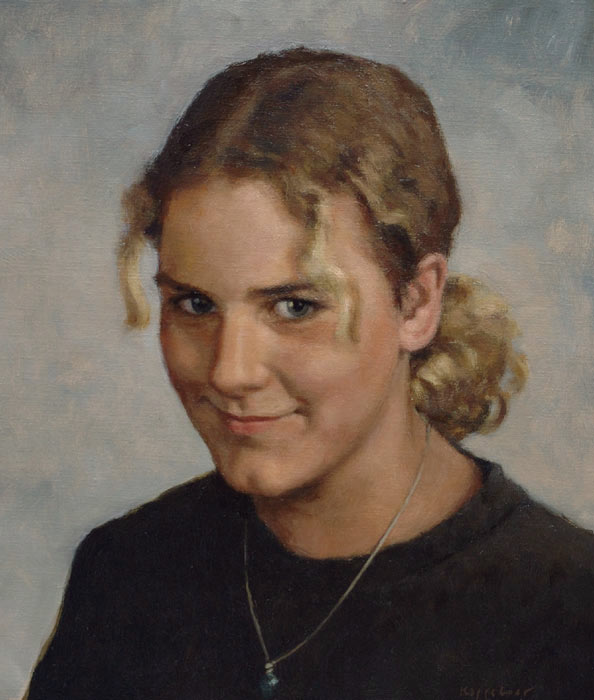 portret: 'Tessa' olieverf op linnen door kunstschilder Frans Koppelaar.