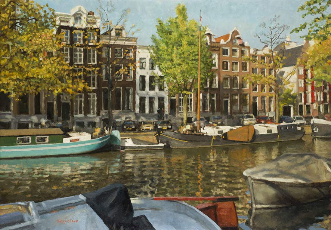 cityscape: 'The White House' oil on canvas by Dutch painter Frans Koppelaar.