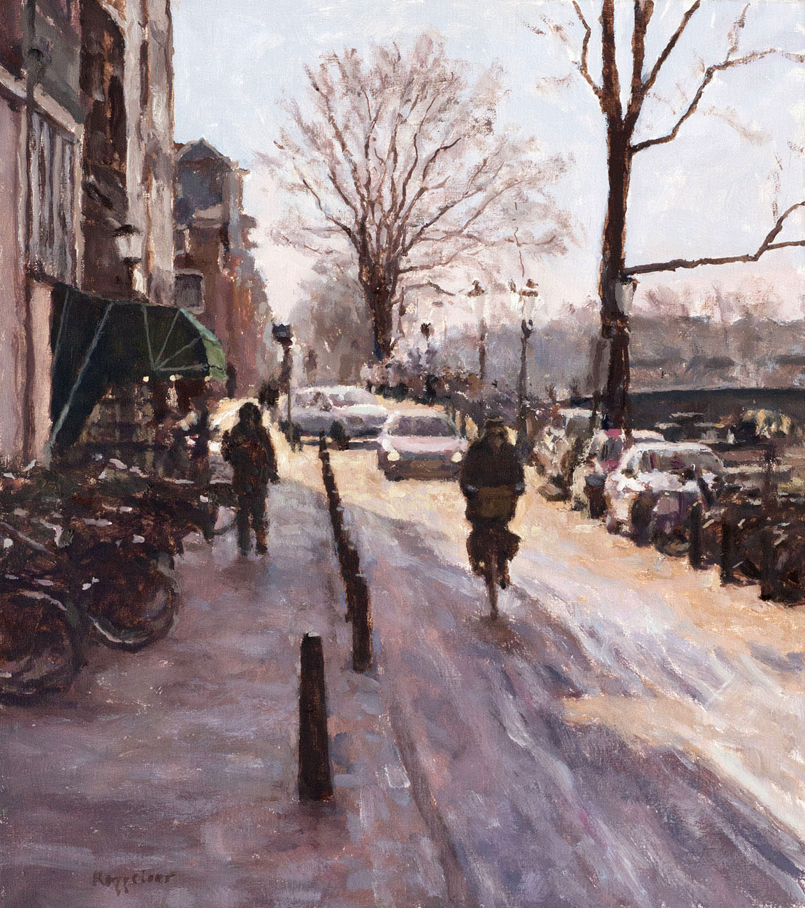 cityscape: 'Bridge 57' oil on canvas by Dutch painter Frans Koppelaar.